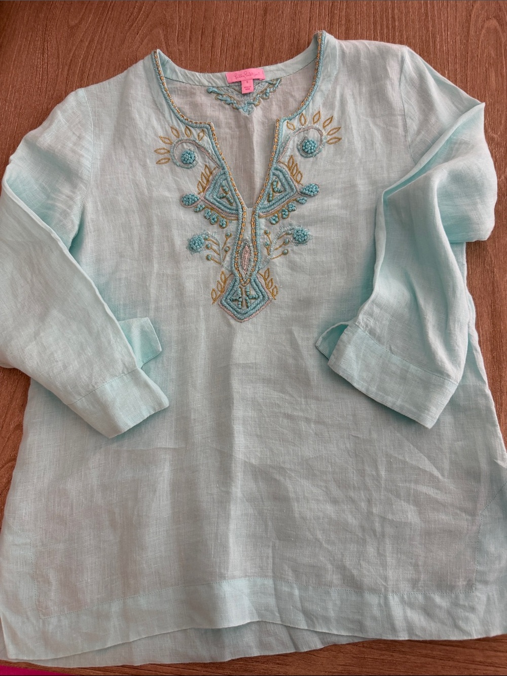 Lilly Pulitzer Light Aqua Embroidered Tunic
